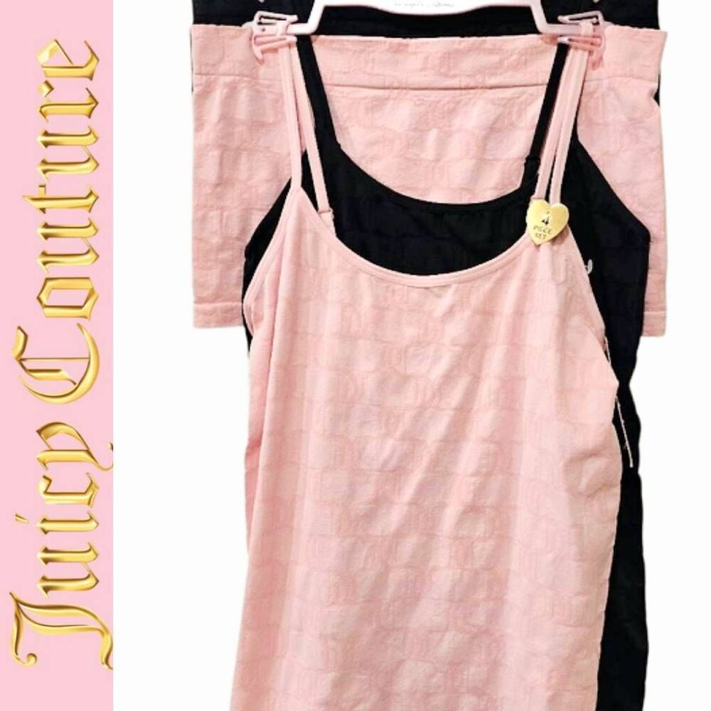 Juicy Couture 4-PK JC Embossed Logo Shaping Cami‎ & Boyshort Set- Pink/Black